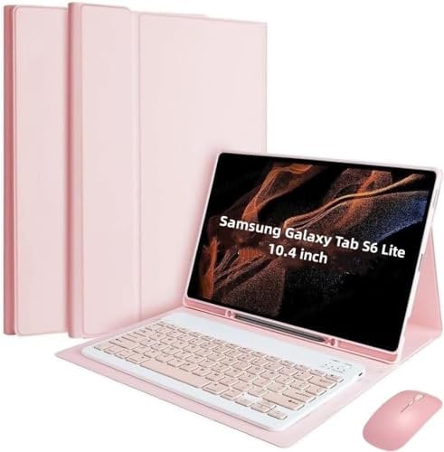 Cover Per Samsung Galaxy Tab S6 Lite (2024/2022/2020) 10.4 Pollici con Essere Caricata Bluetooth Ltaliano Tastiera (QWERTY) e Mouse Coperchio Protettivo con Scanalatura Portapenna Keyboard Case Rosa