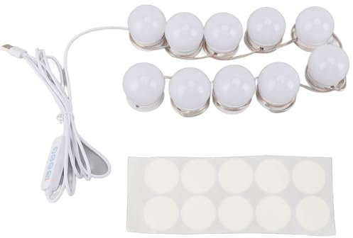 lvifloae LED -Make -up -Tischlampe mit 10 dimmbaren Glühbirnen USB Verstellbare Farbe und Helligkeit Make -up Eitelkeit Badezimmerspiegel Lampe Klickspiegel Lampe für Waschtische