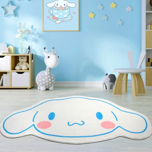 Maikerry Weißer Kawaii-Teppich, niedlicher Anime-Teppich, weich, rutschfest, für Schlafzimmer, Wohnzimmer, Kinderzimmer, Wohnheim, Terrasse, Innen- und Außendekoration