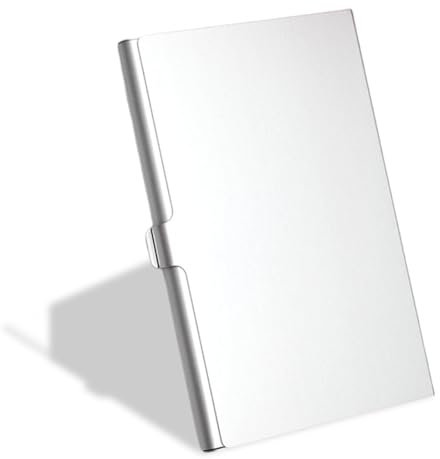 2 pezzi porta biglietti da visita tascabile, divisorio per carte porta biglietti da visita personalizzato, portatile (argento)