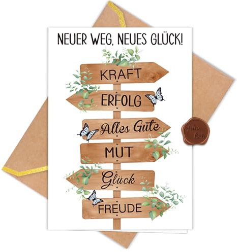 WenmthG Abschiedskarte Kollegen (Klappkarte mit Umschlag und Wachssiegel) - Neuanfang Abschiedsgeschenk Kollegen - Karte zum Abschied Kollegin Kollege - Ruhestand, Rente, Jobwechsel Geschenk