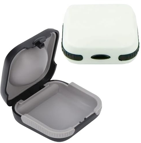 Leogony 2 PCS Hearing Aid Case, ABS Waterproof 65 * 65 * 30mm Box, Built in High Elastic Silicone Air Cushion Ball