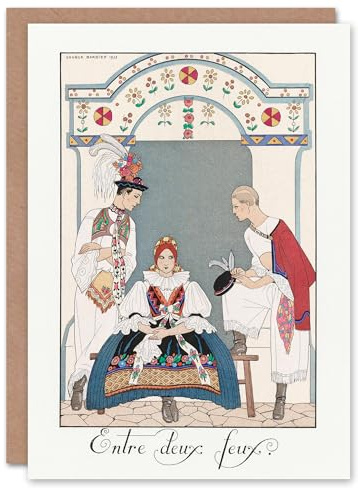 Artery8 George Barbier Art Card Between Two Flames Vintage Czech Fashion