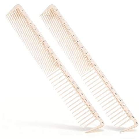 2PCS Hair Cutting Combs with Ruler Measurements, Anti-Static Professional Barber Comb for Salon, Hair Stylists and Barbers, Fine Cutting Combs