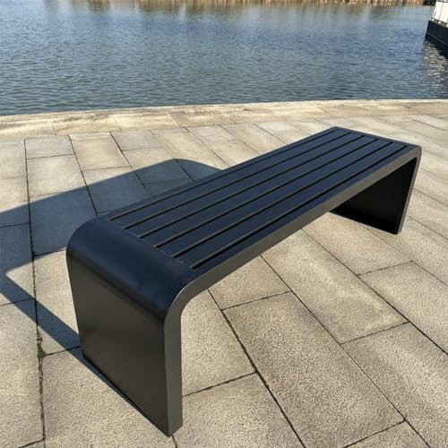 Schwarze Metallbank für Garten, Veranda & Park – Kleine Outdoor-Bänke Stilvolle Bänke für den Außenbereich Moderne Parkmöbel Wetterbeständiges Design
