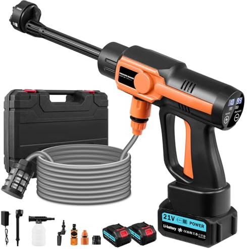 Cordless Pressure Washer,120Bar High Pressure Washer with 10-Speed & 6-in-1 Nozzle,21V 2x3.0Ah Battery,Portable Pressure Washers for Car Bike Patio Cleaning, Compatible with 18V Battery