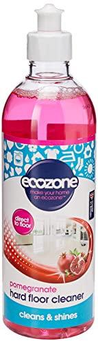 EcoZone Pomegranate Hard Floor Cleaner, Hygienic Cleanser & Polish for most Wooden, Laminate & Tiled Floors, Fast Drying & Streak Free, Natural Vegan & Eco Friendly Formula (500ml Bottle)