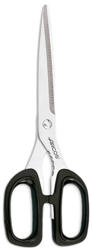 Arcos Tijeras de Cocina Profesionales, Hoja de Acero Inoxidable para Corte Preciso, 220 mm, Mango Resistente de Polipropileno Negro, Serie Prochef