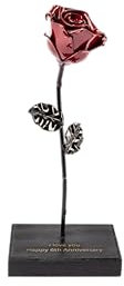 Forging Art Bcn® Ewige schmiedeeiserne Rose mit Holzsockel mit personalisierter Gravur - Handgeschmiedet - Geschenk zum Muttertag, Valentinstag, Hochzeitstag, Eiserne Hochzeit (Personalised)