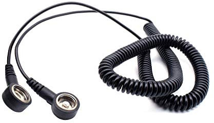 Quadrios GmbH ESD Schutz Spiral Cable Earth Cable 10 mm Push Button Double-Sided Spiral Cable 3.6 m Professional Antistatic Accessories (Standard Compliant EN 61340-5-1)