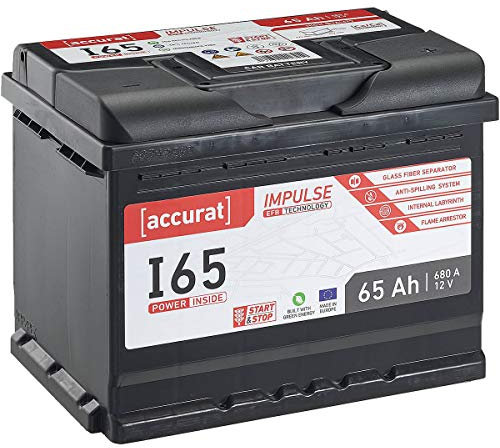 Accurat EFB Batterie I65-12V, 65Ah, 680A, Impulse, wartungsfrei - Autobatterie, Starterbatterie, Start-Stop Batterie für SUV, PKW, Lieferwagen
