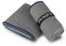 PEAQUE Mikrofaser-Handtuch mit Struktur - leicht, kompakt, schnelltrocknend, XL - Badehandtuch, Reisehandtuch, Sporthandtuch - Grau/Navy, 200x100 cm