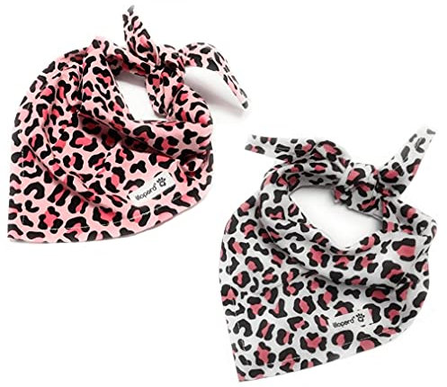 Lilopard® Girl's Collection | Leoprint Dreieckstücher für Babys und Kleinkinder | 2 Stück im Set | Pink | 100% Baumwolle | Latz, Lätzchen, Halstuch
