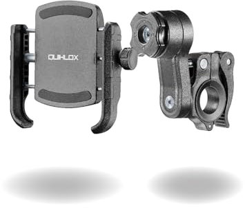 INTERPHONE Kit Porta Cellulare Moto Crab + Supporto QUIKLOX con attacco per manubrio tondo, Porta smartphone da 3,5 a 7,5 universale, Supporto telefono moto per un aggancio e sgancio rapido
