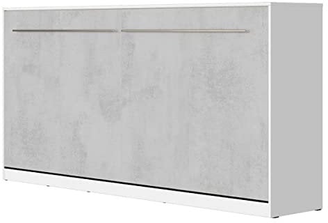 SMARTBett Schrankbett Standard 90x200 120x200 140x200 160x200 Bettschrank Wandbett Weiss/Beton 90 Horizontal
