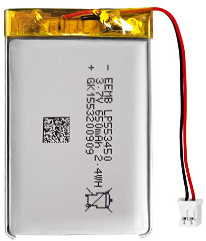 EEMB Batterie Lithium polymère 3,7V 650mAh 553450 Batterie Rechargeable lipo avec connecteur JST avec VXI Blue Parrott - vérifier la polarité de l'équipement et du connecteur Avant l'achat