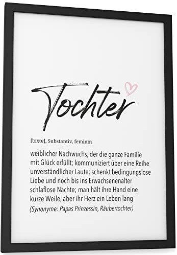 Papierschmiede® Herz Definition: Tochter, DIN A4 (ca. 21x30 cm), Poster für Wohnzimmer, Schlafzimmer, Wandbild Wanddeko Geburt Geschenk Geburtstag - ohne Rahmen