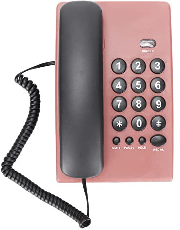 Annadue KX-T504 Telefono con Filo per Ufficio a Casa, Telefono Fisso Multifunzionale da Scrivania di Moda con Doppio Ricevitore Magnetico, Suoneria Regolabile(Rosa)