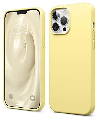 elago Liquid Silicone Case Compatible with iPhone 13 Pro Max Case (6.7), Premium Silicone, Full Body Protection - 3 Layer Shockproof Phone Cover, Anti-Scratch Soft Microfiber Lining (Yellow)