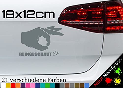 Reingeschaut Aufkleber Finger Spiel Smiley Schlag Aua gotcha erwischt 18x12cm in 21 Farben