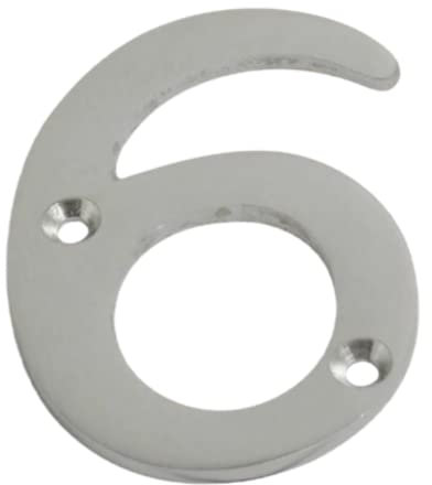 Satin Chrome Door Numbers Screw On 3 Inch Number 6 Door Number Elegant and Bold Door Numerals Suitable for All Door Types Including Wooden uPVC and Composite.