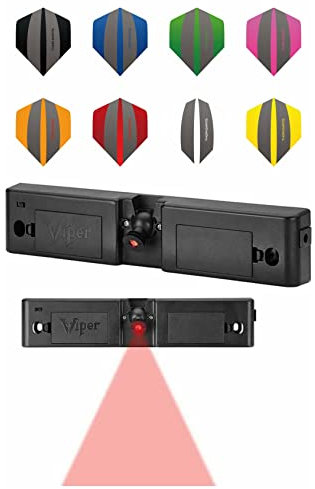 THOR-DARTS GLD Viper Dart Laser Oche Abwurflinie Dartscheibe + 10 Set Thor F3 Flights, Schwarz
