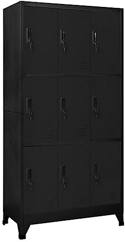 vidaXL Schließfachschrank Spind Schrank Umkleideschrank Metallschrank Fächerschrank Aktenschrank Büroschrank Lagerschrank Schwarz 90x45x180cm Stahl