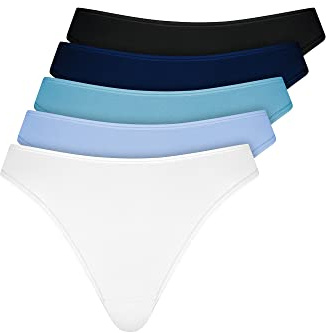 Nur Die 5er Pack String Tanga mehrfarbig aus Baumwolle Stretch Unterwäsche Unterhosen Basic Mehrpack Damen