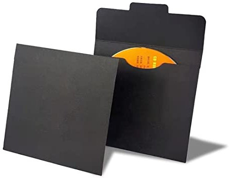 25pcs CD DVD Sleeves Black Kraft Paper DVD Envelopes,Cardboard Envelopes Storage Holder Covers for CD/DVD Packaging