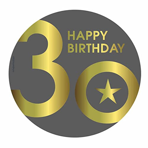 Essbarer Tortenaufleger 30.Geburtstag // essbare Tortendeko in Grau Rot Grün // Kuchendeko 30. Geburtstag (Grau)