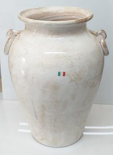 Generico Pagano home portaombrelli porta ombrelli in ceramica Made in Italy altezza 50 cm decoro bianco anticato