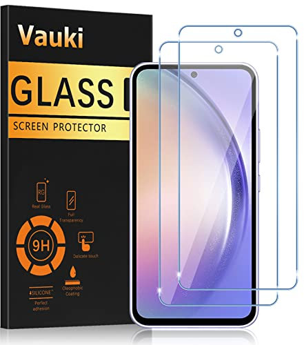 Vauki 2 Piezas Protector de Pantalla para Samsung Galaxy A54 5G Cristal Templado Full HD Ultra Resistent 9H Dureza Antihuellas Sin Burbujas Antiarañazos Transparent Vidrio para Samsung Galaxy A54 6.4