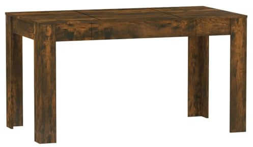 vidaXL Dining Table in Smoked Oak - Rectangular Table Constructed from Resistant Engineered Wood, Ideal for Dining Room or Kitchen