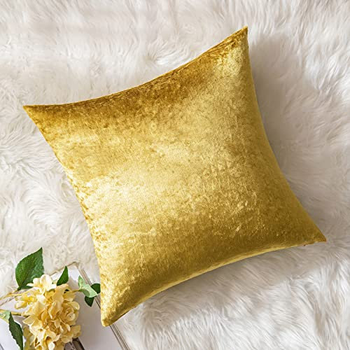 MIULEE 1 Stück Samt Kissenbezug Kissenhülle Dekorative Sofakissen Dekokissen Deko Couchkissen Zierkissen Bezug mit Verstecktem Reißverschluss für Sofa Schlafzimmer 45x45 cm Golden Luxuriös