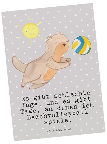 Mr. & Mrs. Panda Postkarte Otter Beachvolleyball - Geschenk, Grußkarte, Volleyballturnier, Postkarten, Ansichtskarten, Volleyball, Ballsport, Ansichtskarte, bildkarte