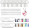 ANBOWEI Acryl-Schlüsselanhänger Rohlinge Set 140 Stück mit Herzförmige Acryl Anhänger Blanko, Quasten, Schlüsselring mit Kette, Biegeringe und Screw Eyes für DIY Basteln (Herzförmig)