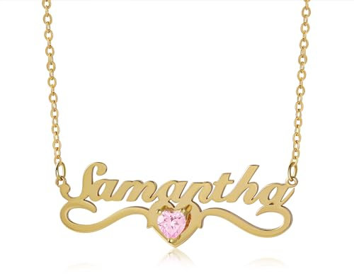 ALBERTBAND Personalisierte Namenskette Silber Gold Rosegold Vergoldet Kette mit Name Personalisierte Damen Schmuck Geschenk für Freundin, Mutter, Schwester (Gold)