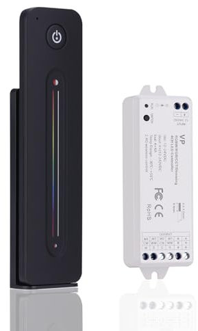 JOYLIT RGBW LED Controller mit Fernbedienung 2.4GHz RF (VP+R14), DC 12-24V 4 Kanal 4A/CH 192W-384W Controller, Sensitive Touch Slider Fernbedienung für RGB, RGBW, CCT COB SMD LED Streifen