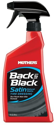 Mothers Back-to-Black Satin Tire Dressing, 16 oz. — No-Shine, Matte Finish, Dry-Touch, Non-Oily Formula Won’t Brown or Sling, Protects Tires, Natural Low-Sheen Finish (06816)