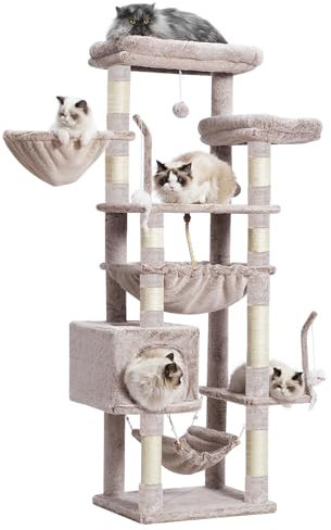 Gitelsnour Muchroom GCT020MU Kratzbaum, Katzenturm für große Katzen mit 2 großen Plattformen, 2 Körben, Höhle und Spielzeug, 160 cm Katzenkratzbäume für Indoor-Katzen