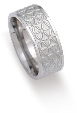 kkjoy Anello Fiore della Vita in Acciaio Inox Anello a Fascia con Sei Petali Anello Promessa Gioielli per Donne Affascinanti Signore