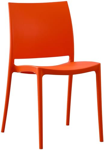 CLP Gartenstuhl Meton, Pflegeleichter Stapelstuhl aus Kunststoff, wetterfest und UV-beständig, belastbar bis 150 kg, Farbe:orange