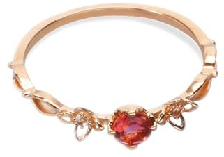 Skcess 18 Karat Roségold Ringe Damen Rosa Turmalin Runden, Damenring Blume Orange Pink Turmalin mit Moissanit Ringe Frauen Größe 62 (19.7)