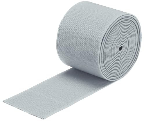 QUARKZMAN 5cm Gummiband Breit zum Nähen, 5 Meter Elastic Rubber Band, Breites Gummiband für Hosen, Bund, Stoffe zum Nähen (Hellgrau)
