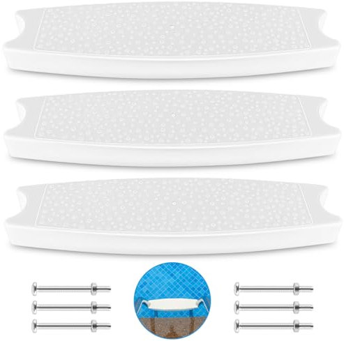 Pool Ladder Steps, Ladder Steps Replacement, Heavy-Duty Molded Plastic Swimming Pool Ladder Rung Step with Stainless Steel Bolts for Inground and Above Ground Pools(3 Pack)