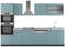 Vicco Küchenzeile R-Line, Blau-Grau/Anthrazit, 300 cm mit Hochschrank, AP Marmor