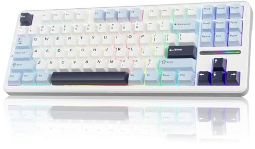 AULA F87 Wireless Gaming Keyboard Tri-mode,75% Percent Hot Swappable Custom Keyboards,Five-Layer Padding,Pre-lubed Switches,RGB Backlight,TKL Mechanical Keyboard for PC/Mac (Glacial Blue)