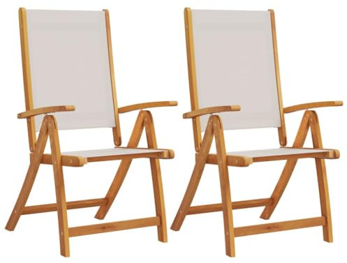 vidaXL Gartenstühle 2 STK. Klappbar Massivholz Akazie und Textilene, Gartenstuhl, Outdoor-Stuhl, Balkonstuhl, Terrassenstuhl, Stuhl, Gartenmöbel