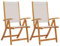 vidaXL Gartenstühle 2 STK. Klappbar Massivholz Akazie und Textilene, Gartenstuhl, Outdoor-Stuhl, Balkonstuhl, Terrassenstuhl, Stuhl, Gartenmöbel