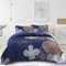 WONGS BEDDING Tagesdecke 220x240 Marineblau Braun Bettüberwurf Weiche Sommerdecke Gesteppte Decke für Doppelbett Mikrofaser Bettdecke mit 2 Kissenbezug 50x75